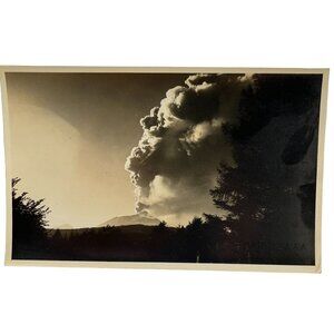 Volcano Eruption RPPC Postcard Kariuzawa Tsuchiya Japan Vintage